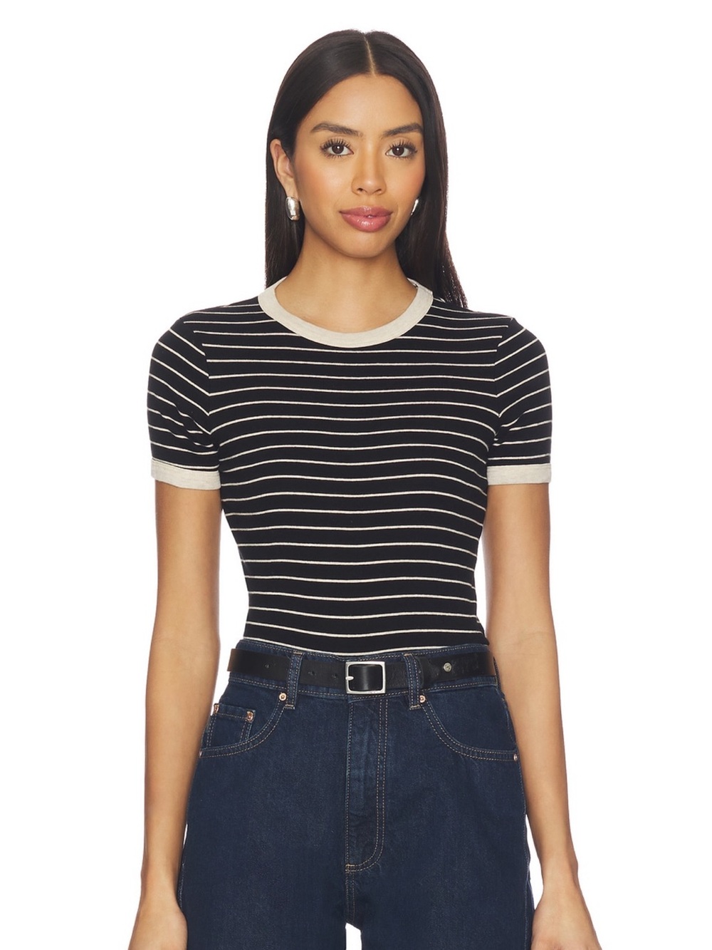 Enza Costa cotton stripe classic short sleeve tee